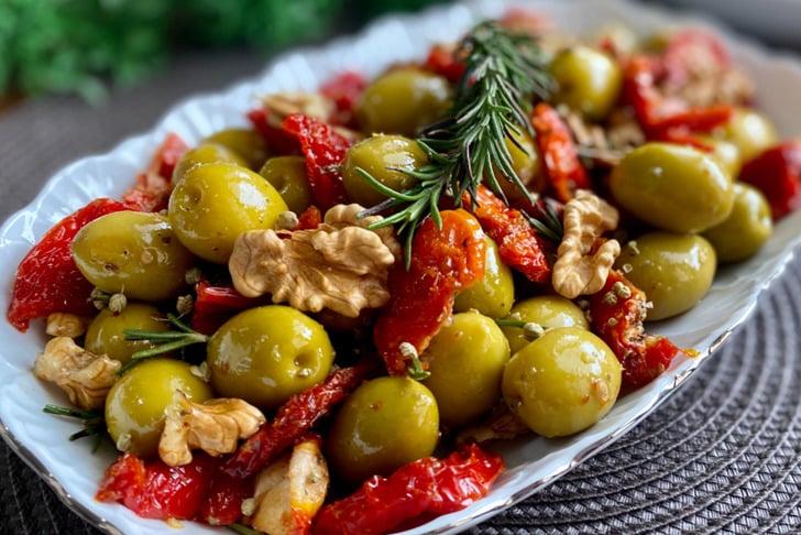 Kuru Domatesli Cevizli Zeytin Salatası Tarifi