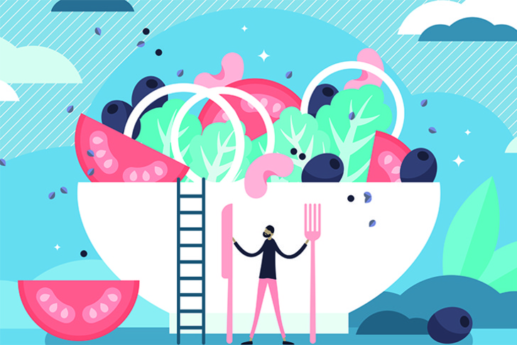 Catering vector illustration. Flat tiny food industry work perso