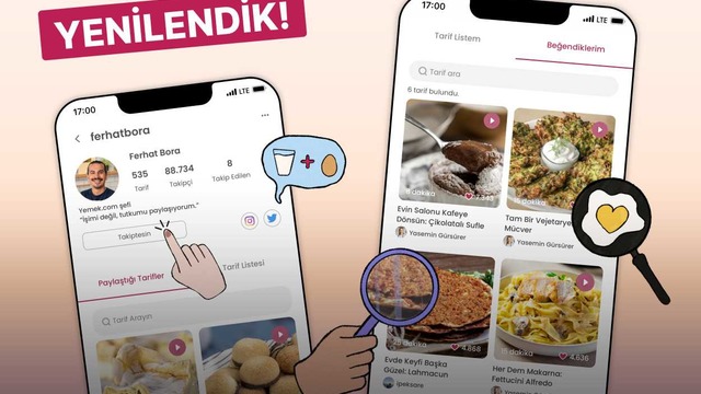 Tarif Arayan Artık Başka Yere Bakmayacak: Yemek.com Mobil Uygulaması Yenilendi!