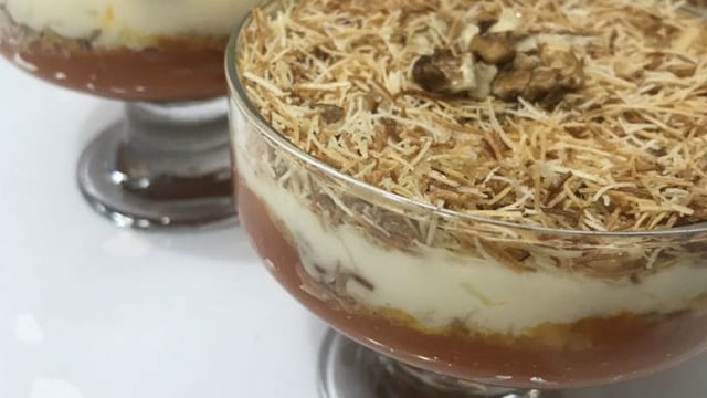 Pek Kolay: Kadayıflı Bal Kabaklı Muhallebili Tatlı