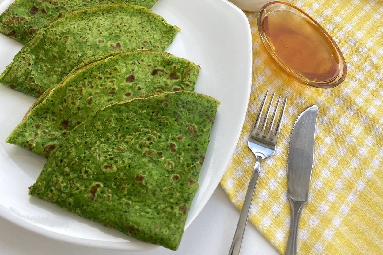 Yemyeşil Rengiyle: Ispanaklı Yeşil Krep