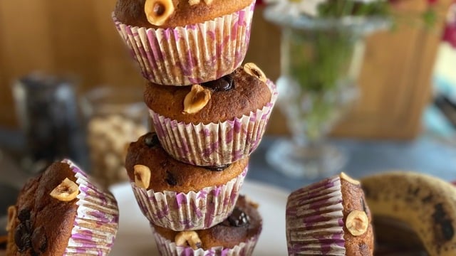 Rafine Şekersiz ve Glutensiz: Muzlu ve Parça Çikolatalı Muffin