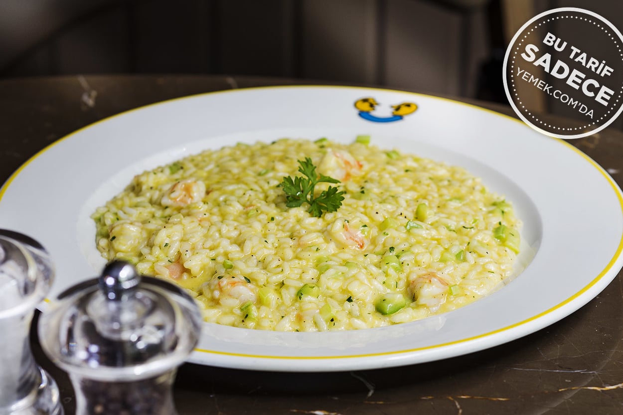 Mezzaluna'dan: Limonlu, Karidesli, Kabaklı Risotto (Risotto al limone con gamberi e zucchine)