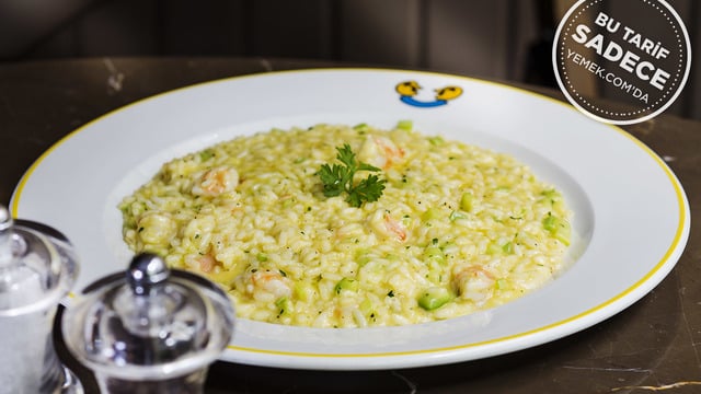 Mezzaluna'dan: Limonlu, Karidesli, Kabaklı Risotto (Risotto al limone con gamberi e zucchine)