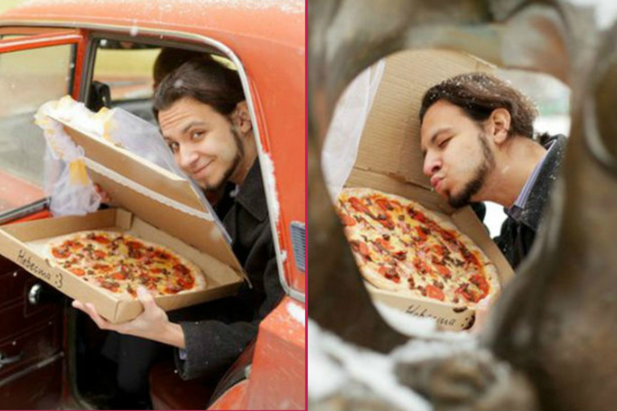 Kutusuna Gelinlik Giydirip Pizzayla Dünya Evine Giren Adam