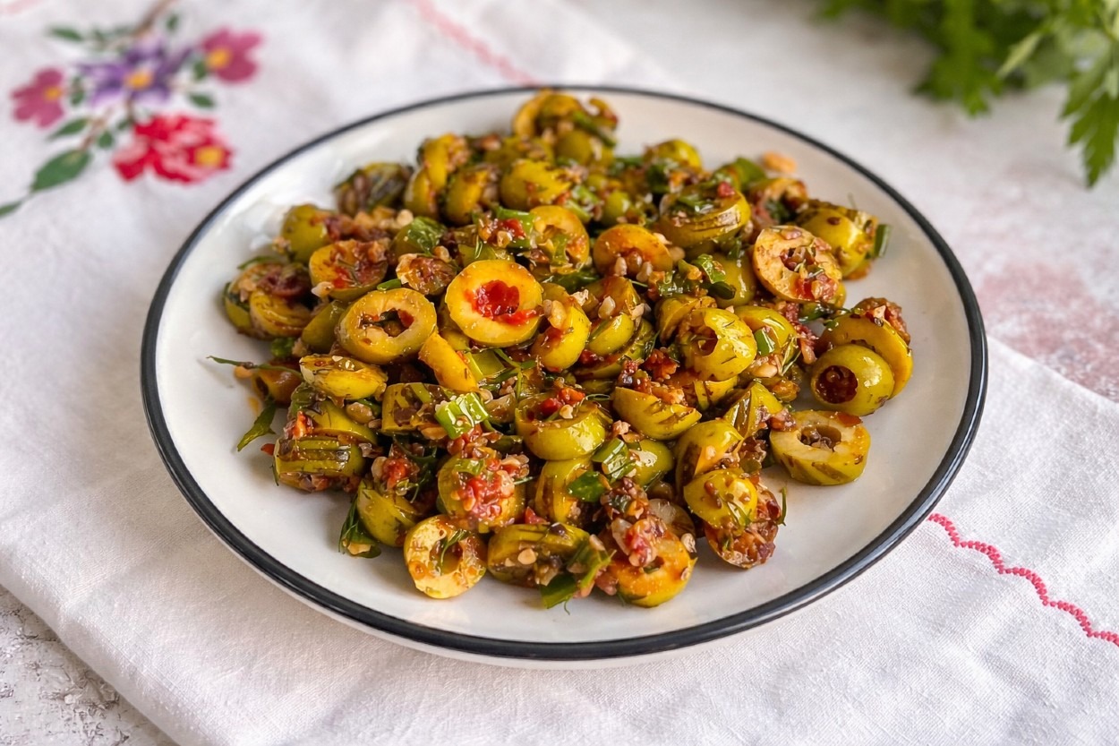 Sofralara Ferahlık: Zeytin Piyazı