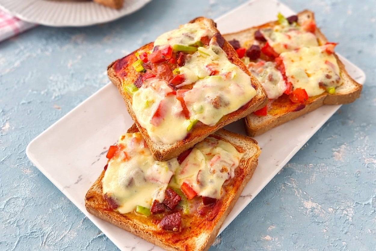 Hamur Açmadan: 10 Dakikada Ekmek Üstü Pizza