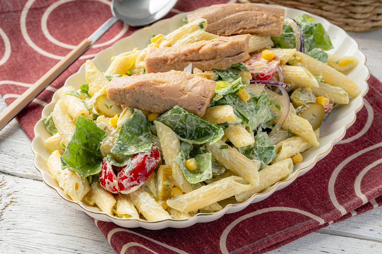 Ana Yemek Niyetine: Pestolu Ton Bonfileli Makarna Salatası