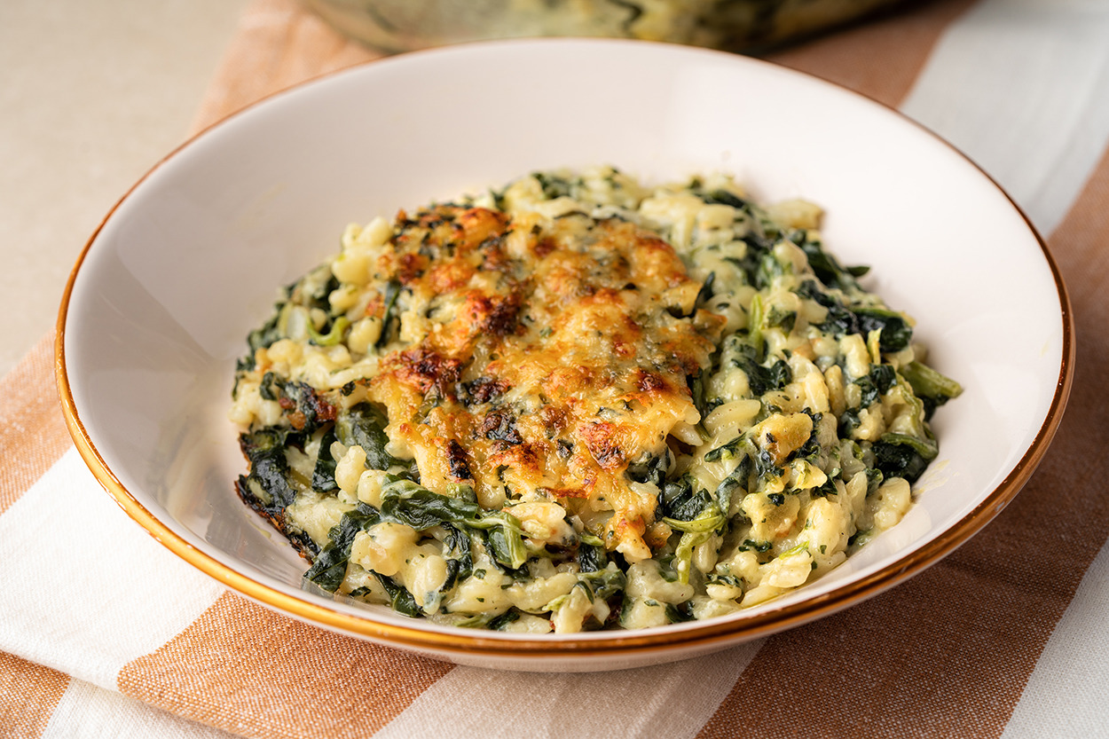 Risotto Tadında: Fırında Ispanaklı Arpa Şehriye