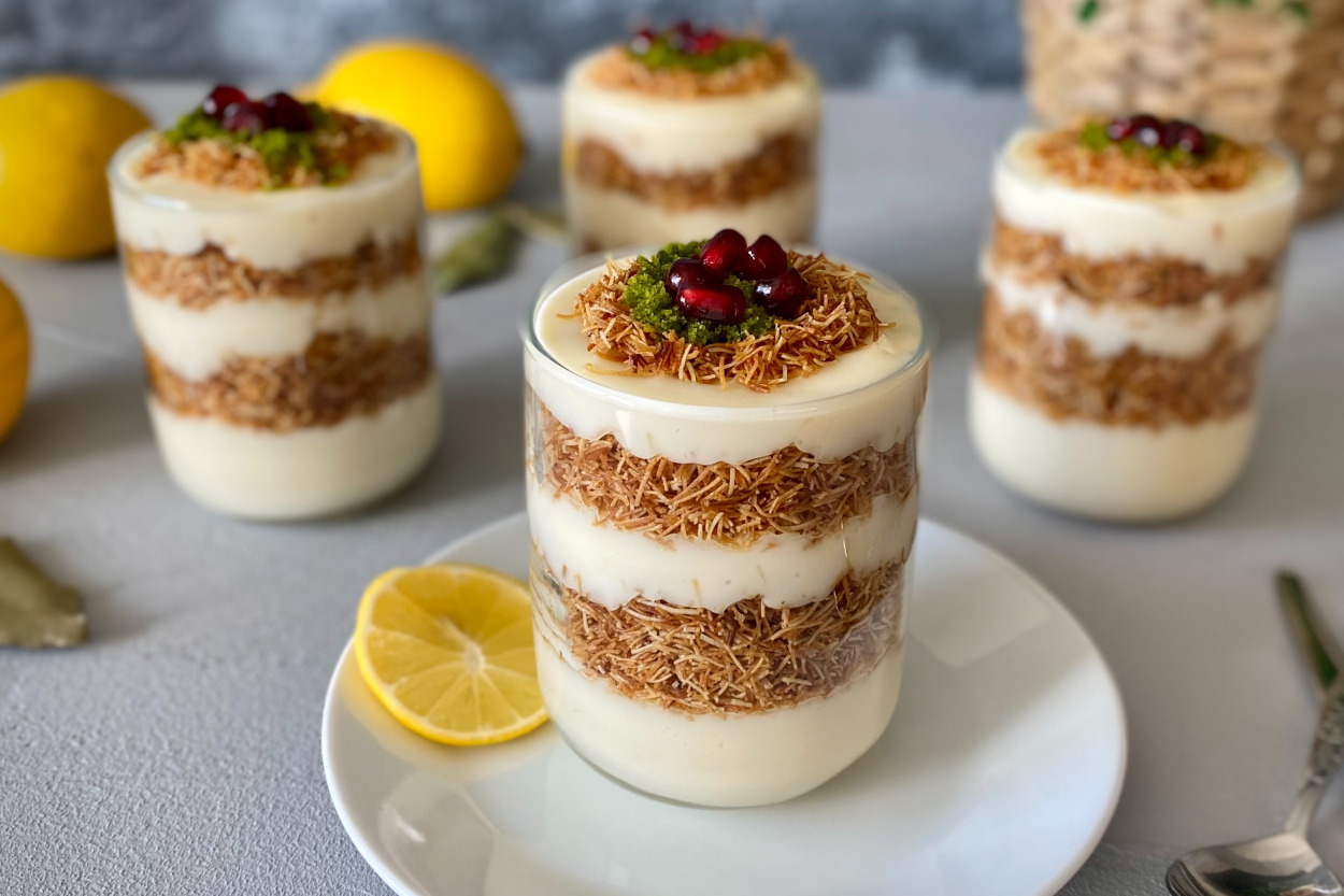 Ferah Tatlı Severlere: Kupta Limonlu Kadayıflı Muhallebi