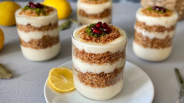 Ferah Tatlı Severlere: Kupta Limonlu Kadayıflı Muhallebi